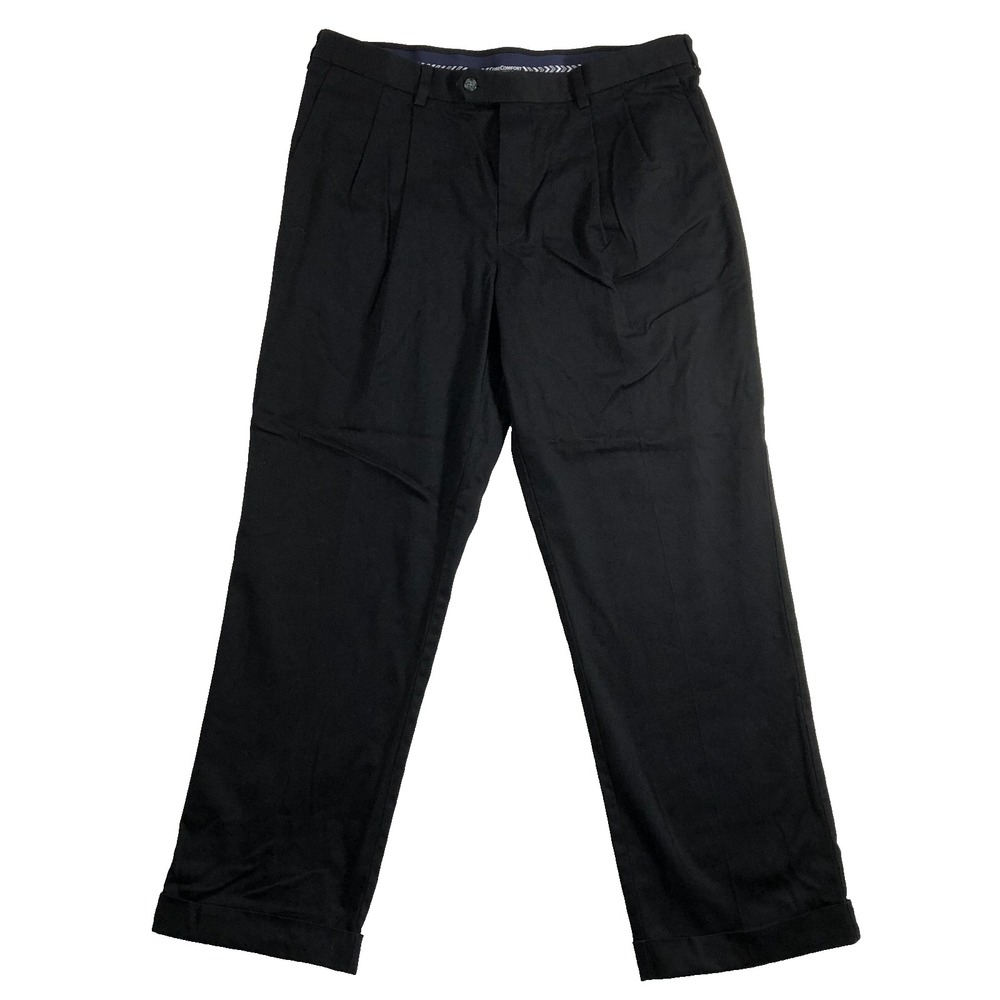 Roundtree And Yorke Pants Men's 38x32 Black Chino Travel Smart Classic Fit 38x29
